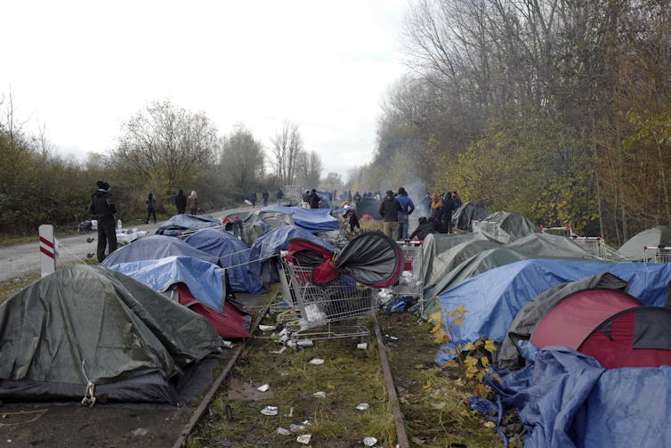 A makeshift migrant camp in Calais, France.