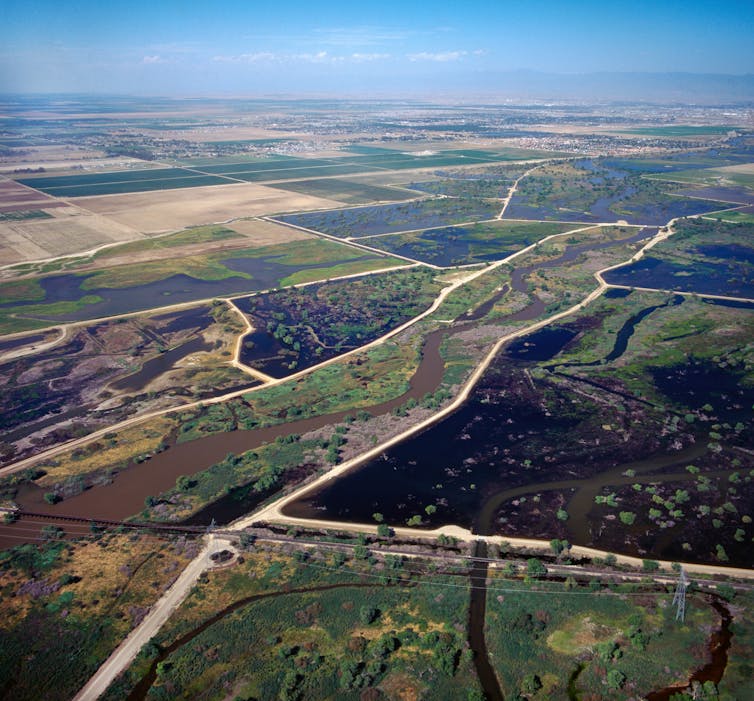 Aerial view of a recharge ponds