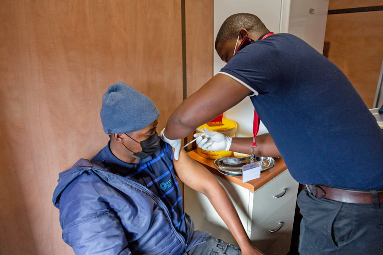 Man getting vaccinated