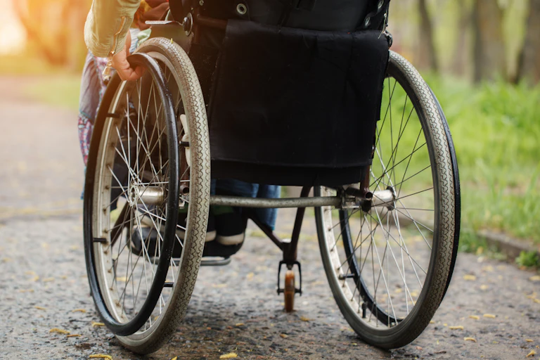 Back shot of person in wheelchair