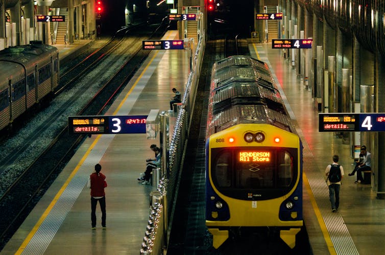 People travel between cities primarily via electric rail