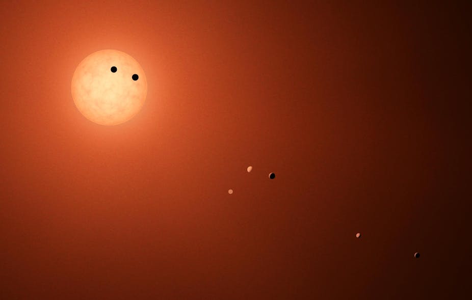 Les sept planètes du système Trappist-1 orbitent autour de leur petite étoile.