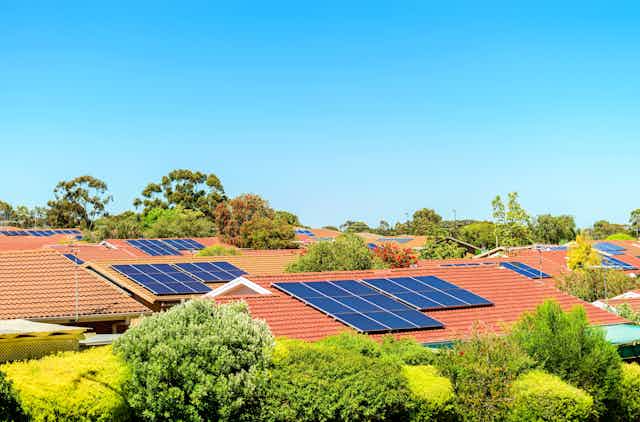 Solar panels in Australian suburbia
