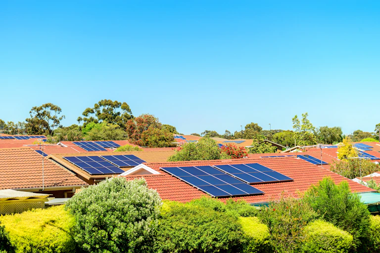 Solar panels in Australian suburbia