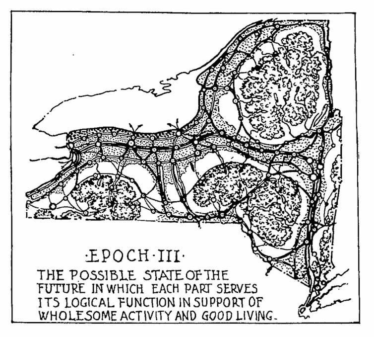 Drawing of a city comprised of cells