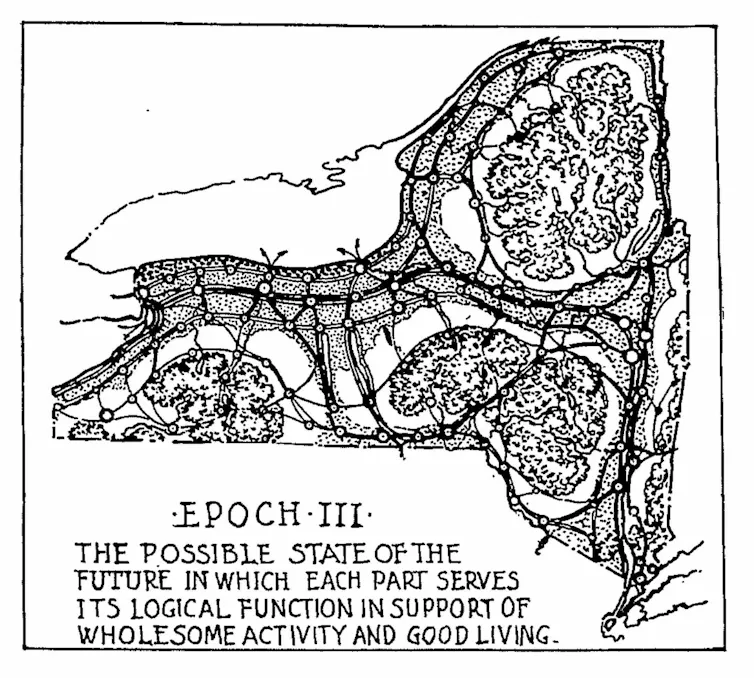 Drawing of a city comprised of cells