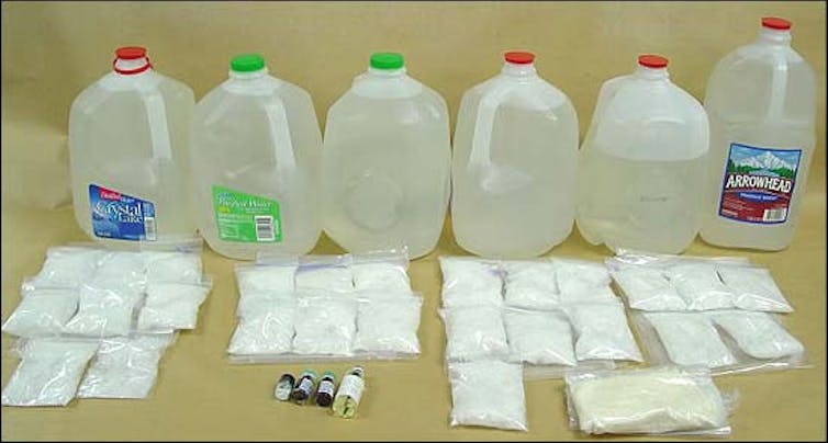 Six cans seized and sachets of powder