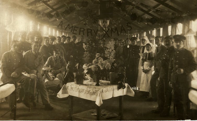 Old photo of WW1 field hospital.