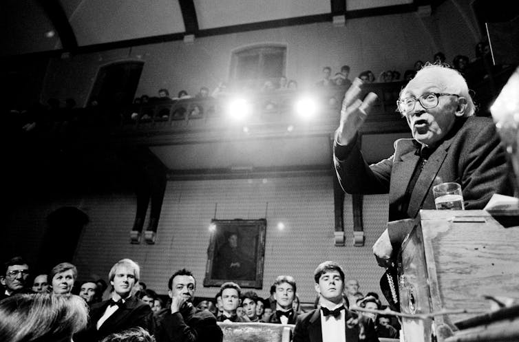 Michael Foot, former Labour leader, at a debate at the Oxford Union in 1991.