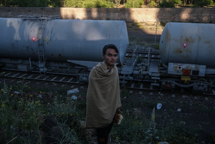 A young Afghan man at the town of Van on Turkey's border with Iran.