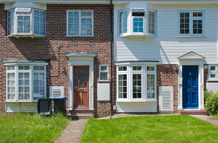 Typical English terraced houses in southeast of the UK.