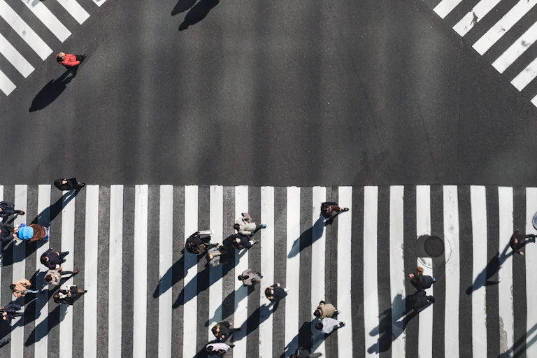 A crosswalk from above