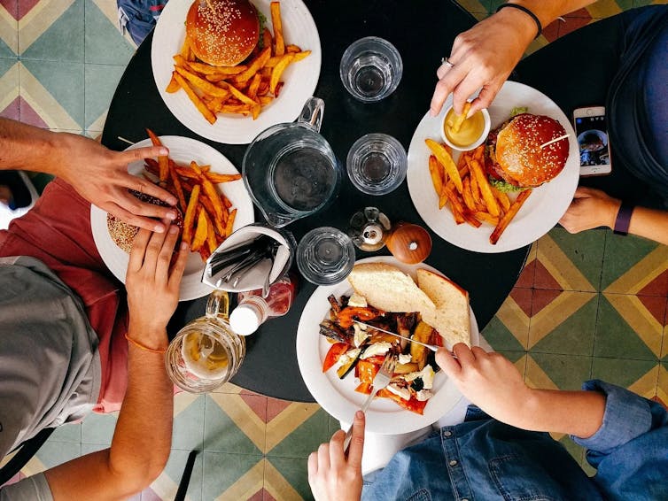 Four meals on a table