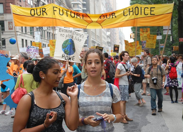 People at a climate protest