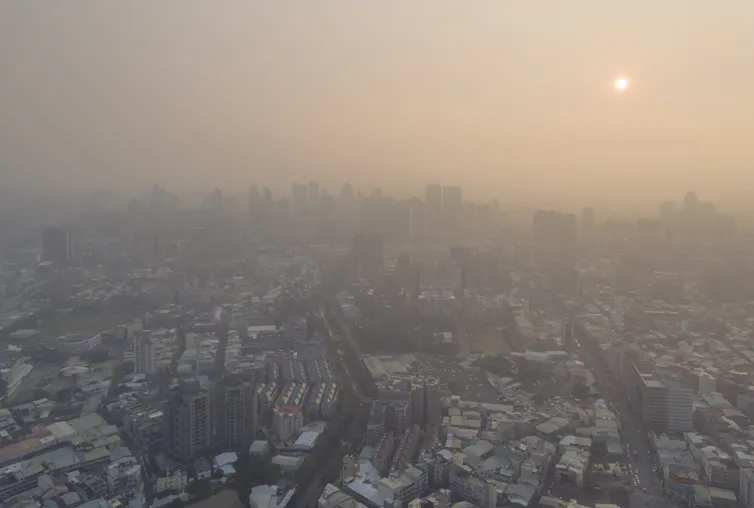 An aerial view of air pollution in Taiwan
