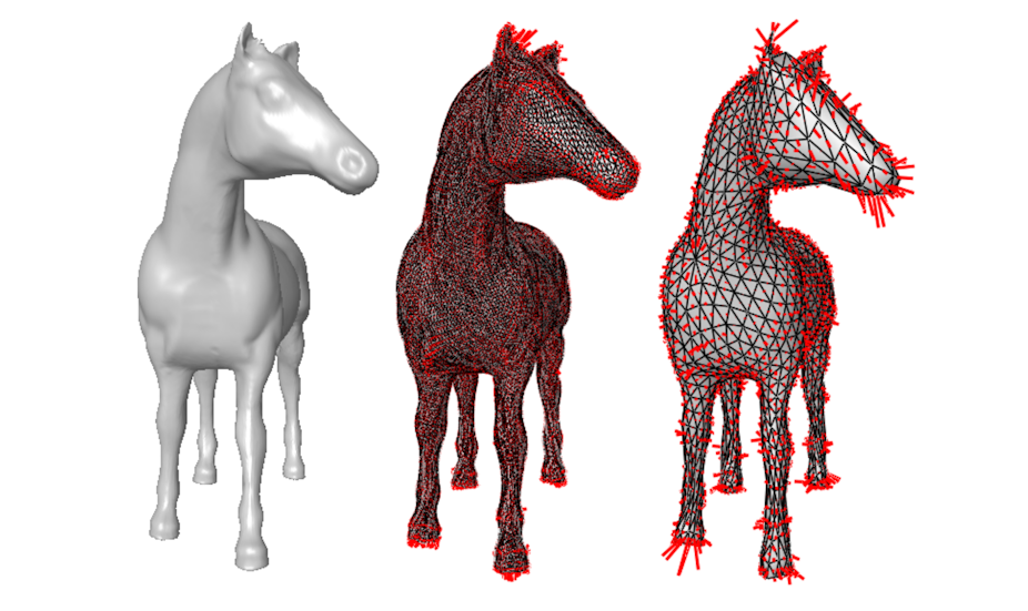 3 représentations 3D d'un cheval