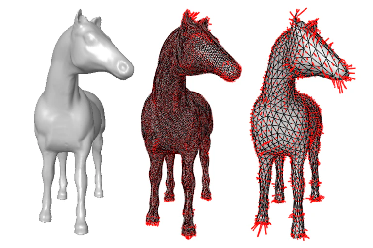 3 représentations 3D d'un cheval
