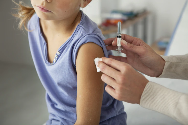Child about to have a vaccination.