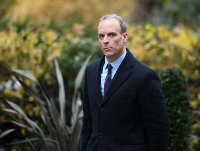 Dominic Raab MP, deputy prime minister, lord chancellor and secretary of state for justice, in Downing Street for weekly cabinet meeting.