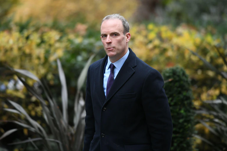 Dominic Raab MP, deputy prime minister, lord chancellor and secretary of state for justice, in Downing Street for weekly cabinet meeting.
