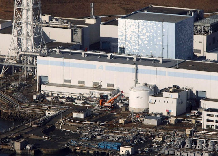 The damaged nuclear power plant in Fukushima, Japan, after the tsunami in 2011