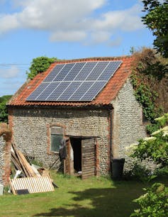 An old barn with solar panels
