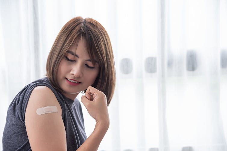 A young person after being vaccinated