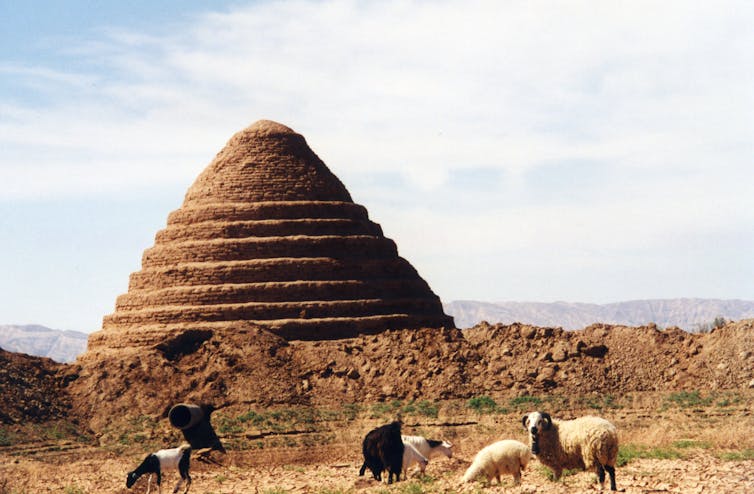 A brick building in the desert