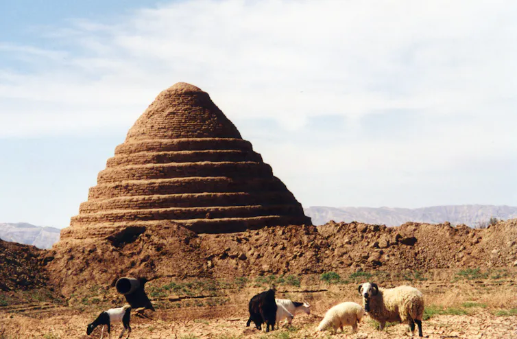 A brick building in the desert