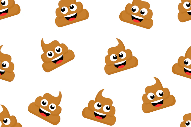 Smiling poop emojis scattered about