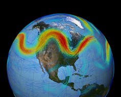 Image of the jet stream, looking like a wave