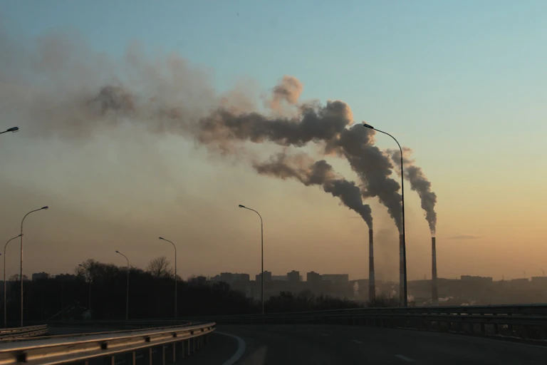 Towers with steam coming out