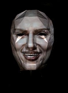 A digital mapping of a smiling face