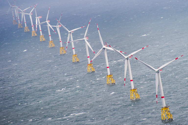 Offshore wind farm in rough sea