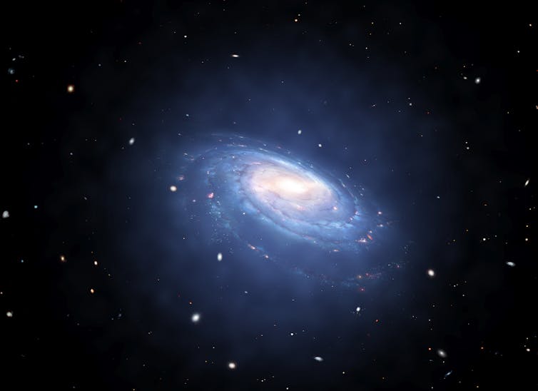 A spinning galaxy in space.