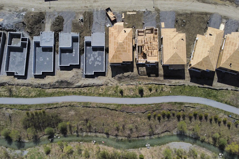 Overhead photo of housing development construction