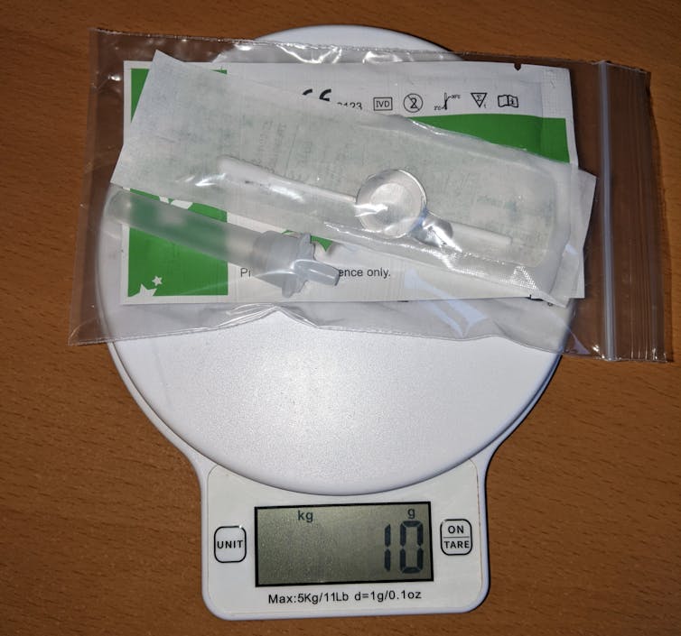 Small medical items on an electronic scales