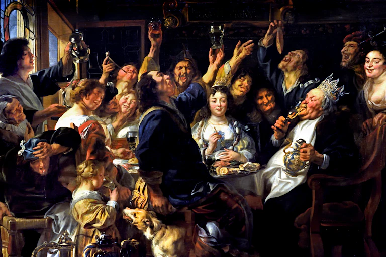A painting of the feast of the bean king.
