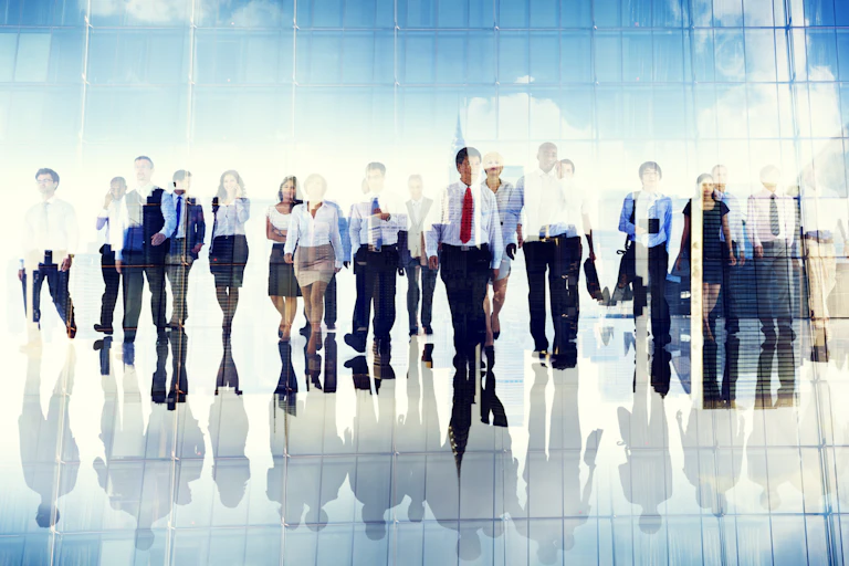 Photo montage of people in workplace.