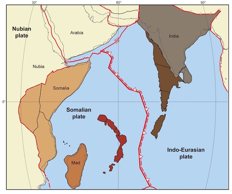 Map of Indian Ocean plates
