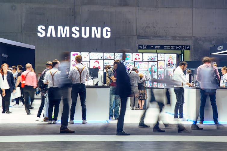 A Samsung booth at an electronics fair