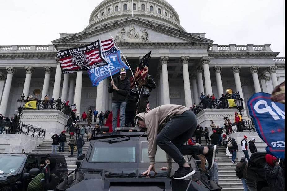 Supporters of US President Donald Trump protest outside the US Capitol on January 6, 2021, in Washington, DC. 