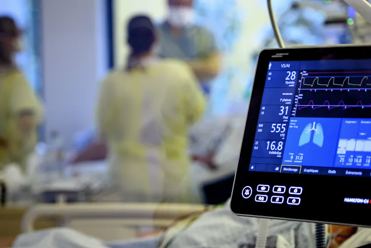 A COVID ward, with patients on respirators