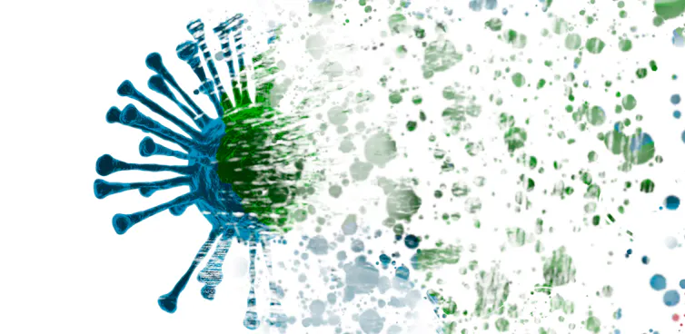 Illustration d’un coronavirus qui se désintègre