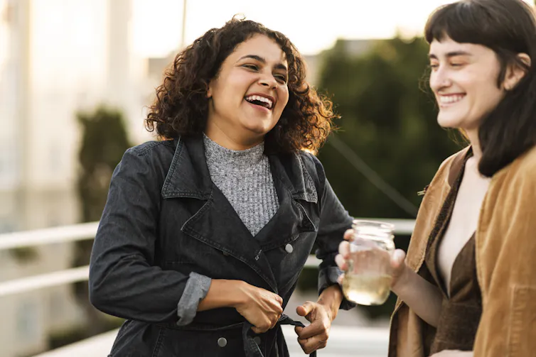 Two women becoming friends