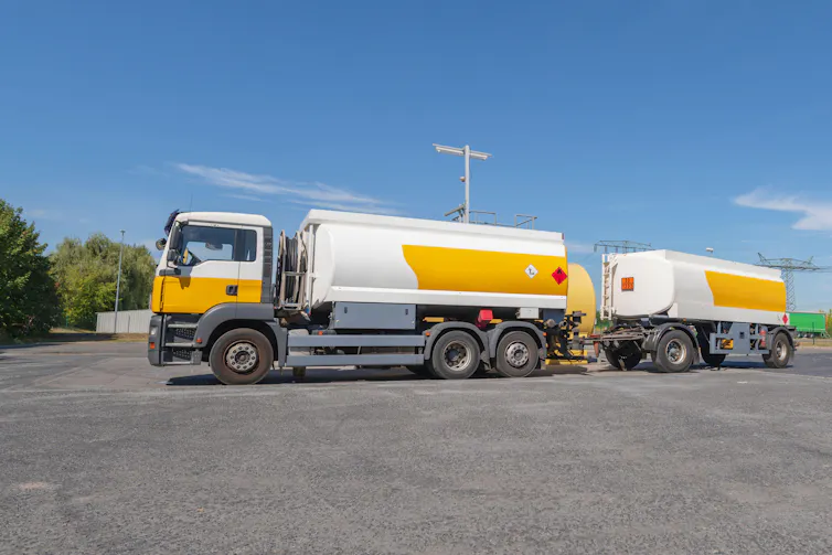 Heavy goods lorry parked.