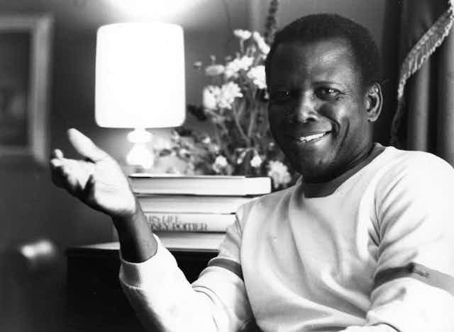 Sidney Poitier relaxing in a 1980 photograph.