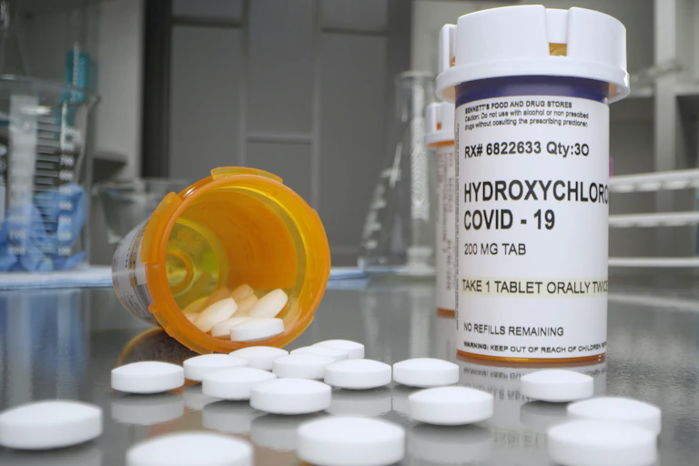 A bottle of hydroxychloroquine pills