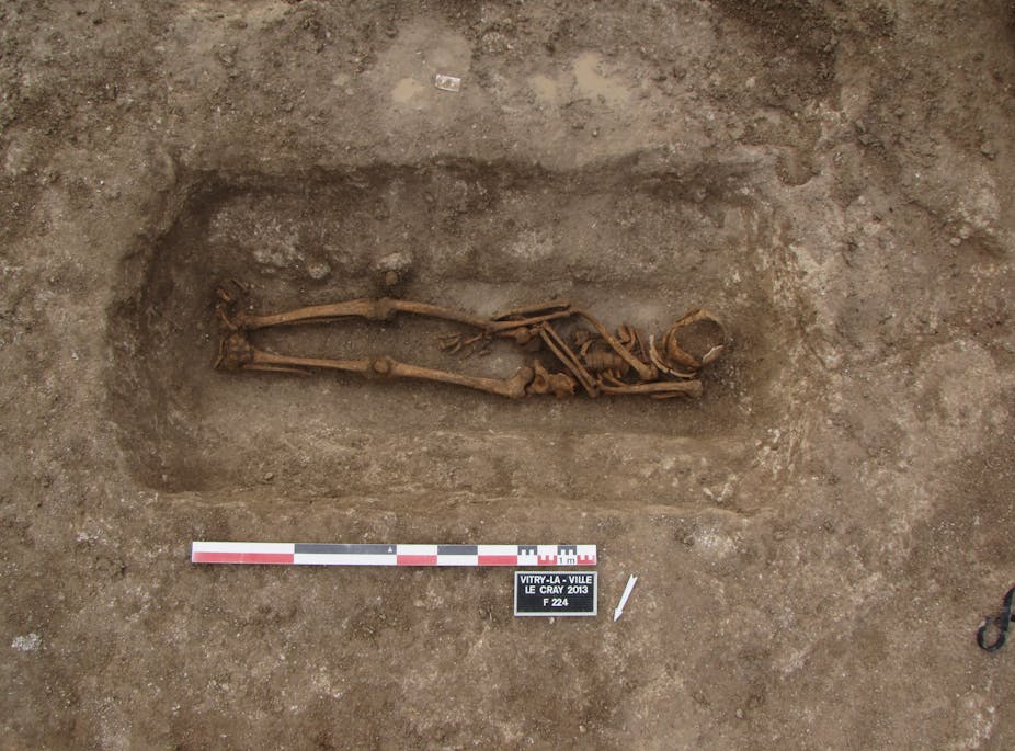 Excavated grave where the skeleton has been moved.