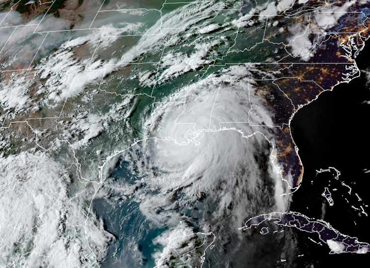 Hurricane Ida making landfall on the Louisana coast